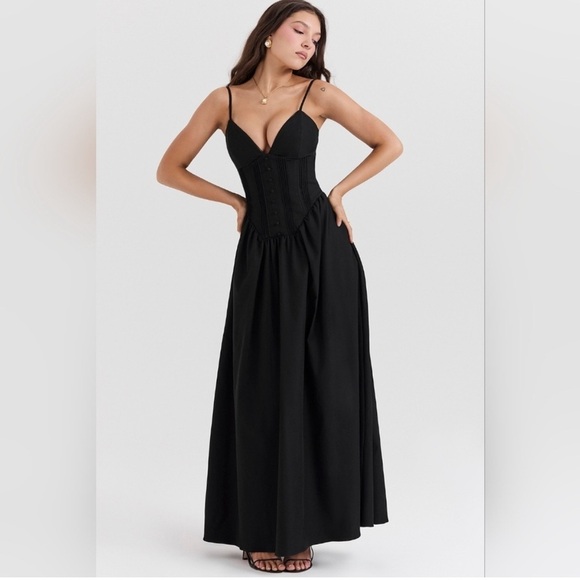 HOUSE OF CB Lova Corset Maxi Dress in Black Size Large - Picture 10 of 10